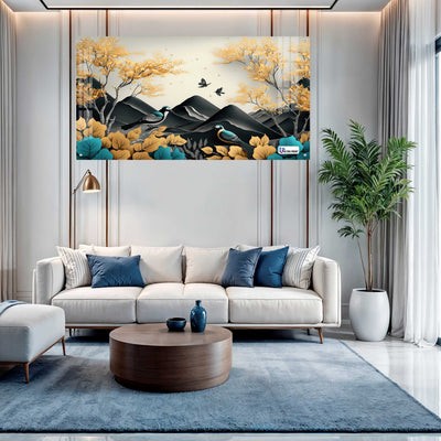 Autumn Birds Mountain Acrylic Wall Art