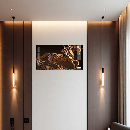 Artistic Wooden Style Horse Acrylic Wall Art