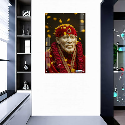 Sai Baba Floral Blessings Premium Acrylic Frame