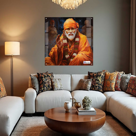 Blessing Shirdi Sai Baba Square Acrylic Wall Art
